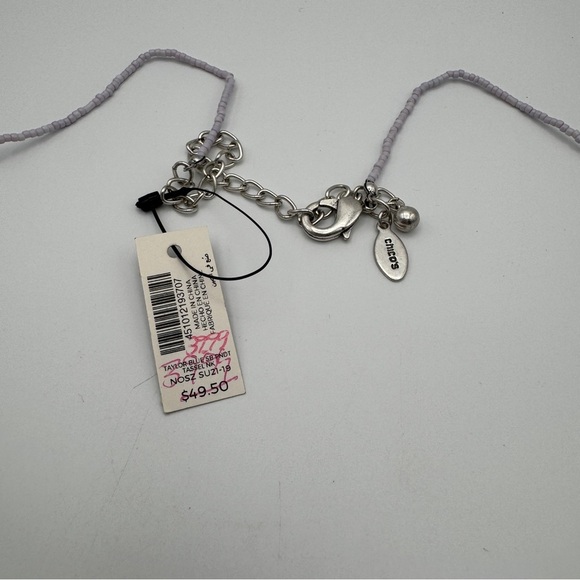 Chico’s Long Blue Beaded Tassel Necklace Adjustable 34-38” - Picture 3 of 5